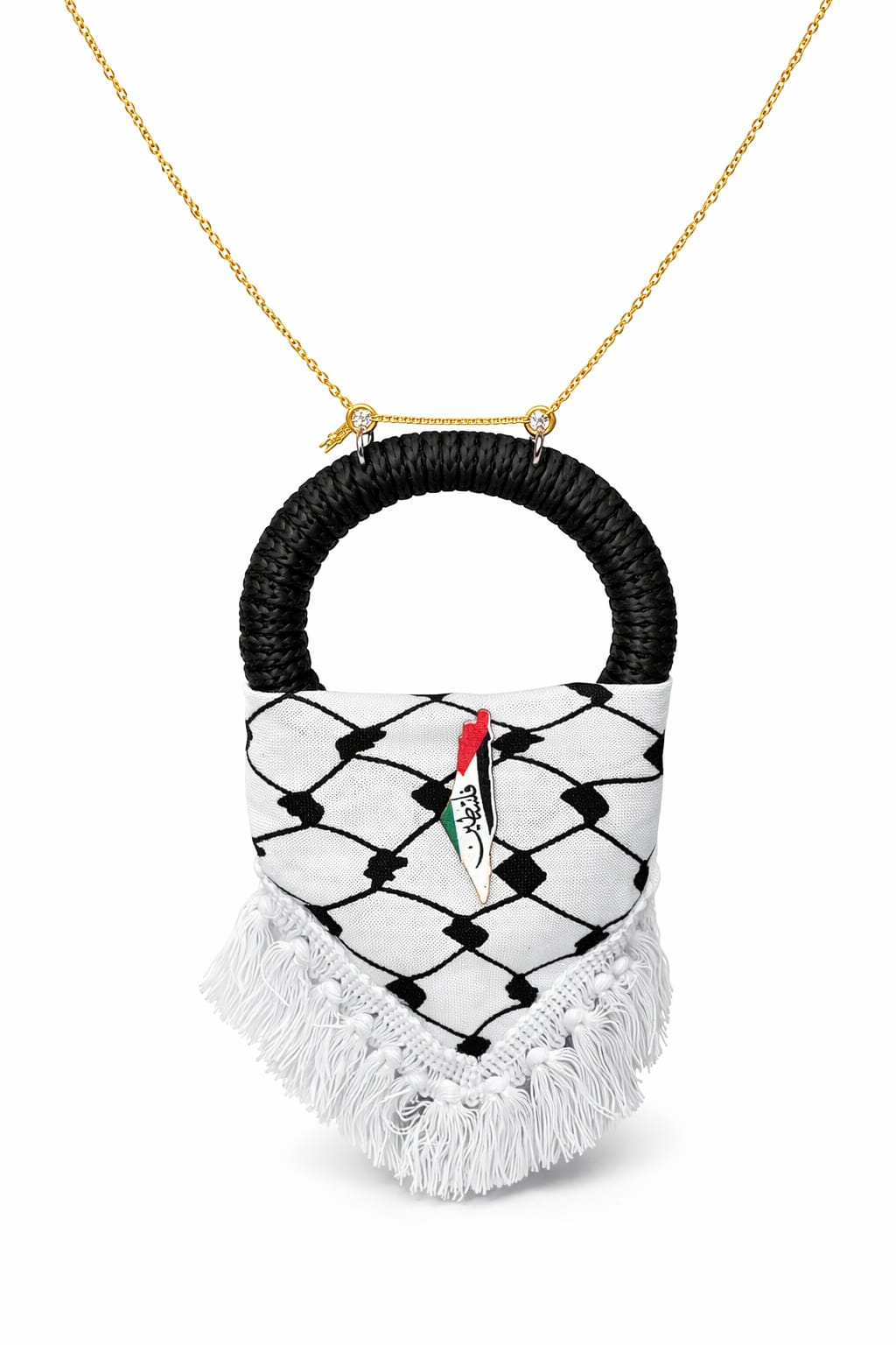 Palestinian keffiyeh pendant, map of Palestine
