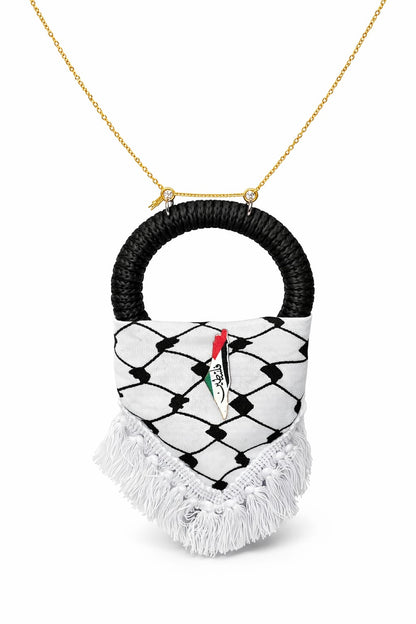 Palestinian keffiyeh pendant, map of Palestine