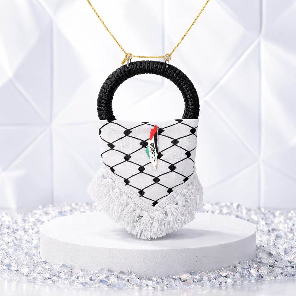 Palestinian keffiyeh pendant, map of Palestine