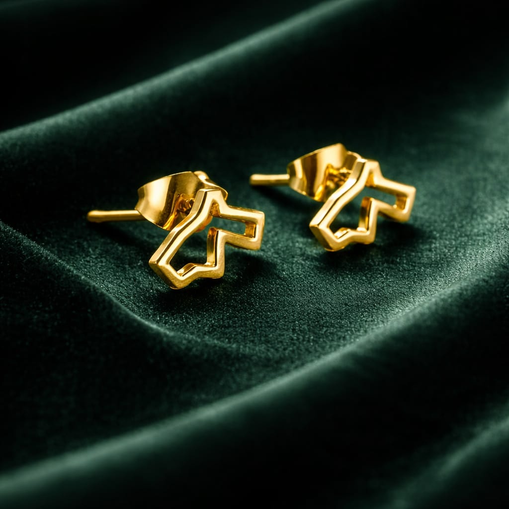 Gold-plated map of Jordan earring