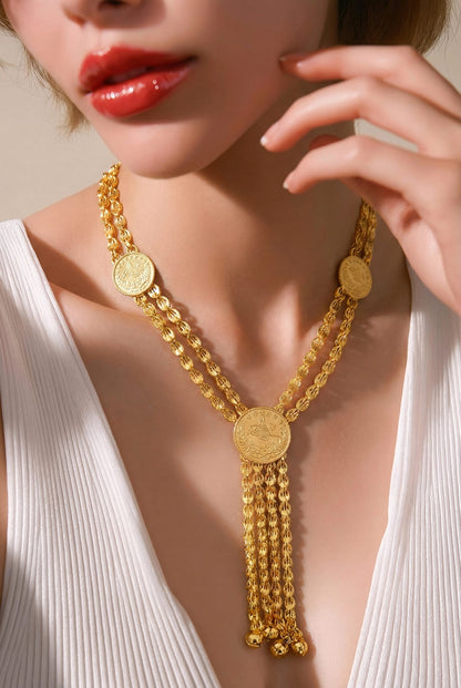 Heritage gold necklace with multiple chains, luxurious design