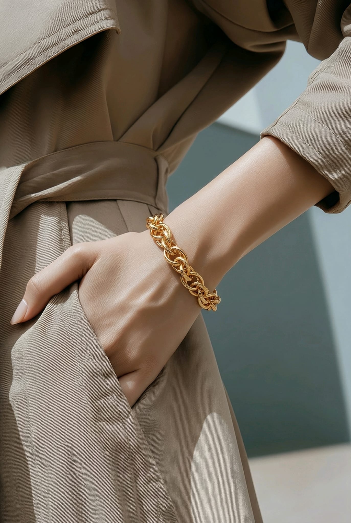 Luxurious gold chain bracelet with an elegant design