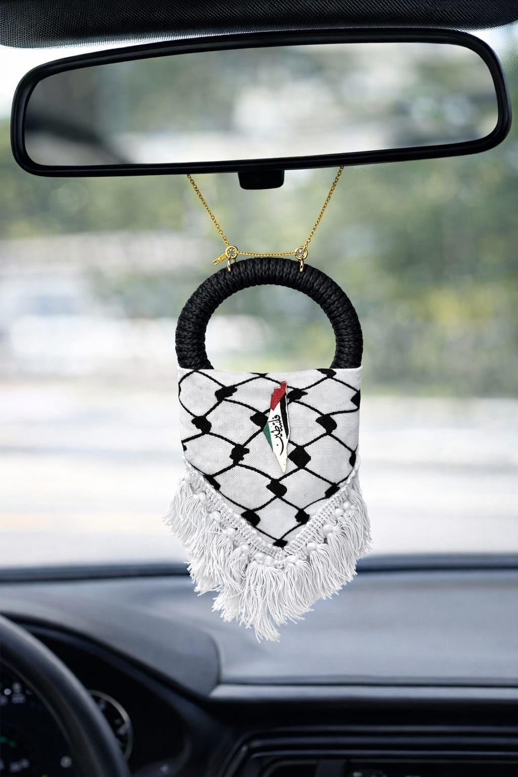 Palestinian keffiyeh pendant, map of Palestine