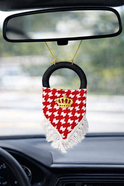 Red keffiyeh pendant with a gold crown detail